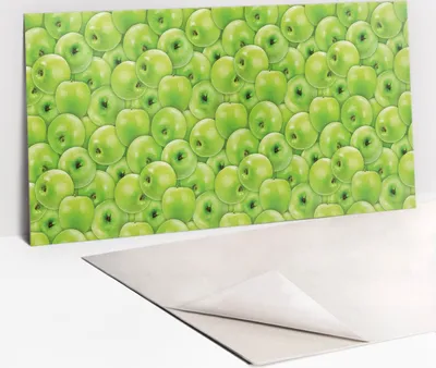 Produktbild von PVC-Wandschutz für die Küche - Stilvoller Schutz für Ihre Wände 100 x 50 Grüne Äpfel