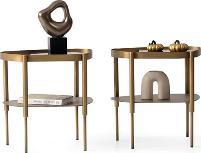 Produktbild von Modernes Beistelltisch-Set Marmortischplatten Designer Metallrahmen