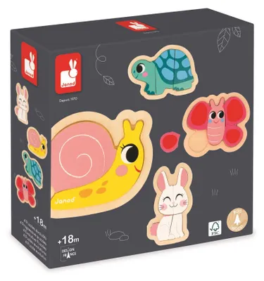 Zdjęcie produktu dla Janod Zestaw puzzli 4 układanki 2-3-4-5 elementów Ogród