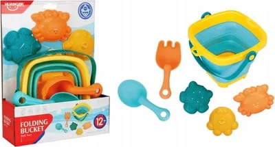 Produktbild von Badespielzeug Set mit faltbarem Eimer - Sandspielzeug für Badewanne & Strand inkl. Becher