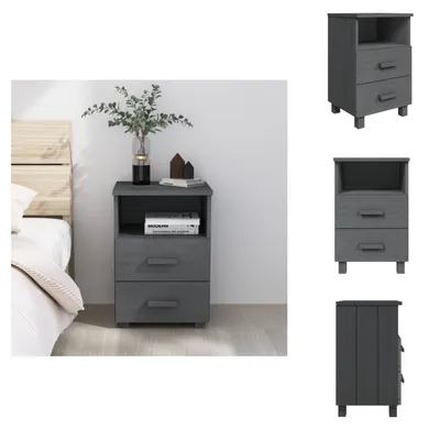 Produktbild von vidaXL Nachttisch HAMAR Dunkelgrau 40x35x62 cm Massivholz Kiefer -  Nachttische