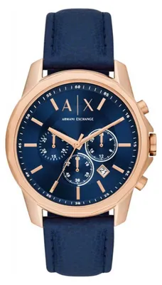 Produktbild von Armani Exchange Chronograph rosé/blau Leder Herrenuhr AX1723