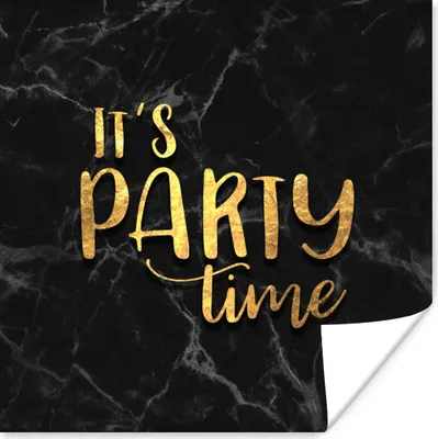 Produktbild von MuchoWow® Poster Zitate - Party - Gold - Marmor 50x50 cm - Wohnzimmerdekoration