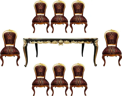 Produktbild von Pompöös by Casa Padrino Barock Luxus Esszimmer Set - Pompööser Barock Esstisch mit Glasplatte und 8 Stühlen mit Glitzersteinen designed by Harald Glööckler - Barock Esszimmermöbel