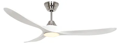 Image de Ventilateur de plafond à basse consommation avec éclairage LED et télécommande Eco Genuino-L 152 cm Chrome brossé & Blanc mat