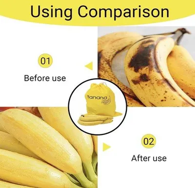 Produktbild von 2 Stuks Herbruikbare Bananenzakjes Voor Koelkast Met Trekkoord Und Met Gummibeslag