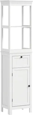 Produktbild von Badezimmerschrank - Hochschrank - Schublade und Tür - Verstellbarer Einlegeboden - 2 Fächer - 40×30×165 cm - Weiß