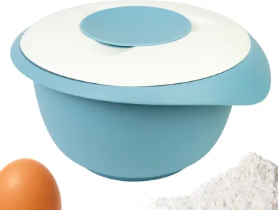 Produktbild von Westmark Rührschüssel mit zweigeteiltem Deckel 3,5 l, blau/weiß, 3155227B
