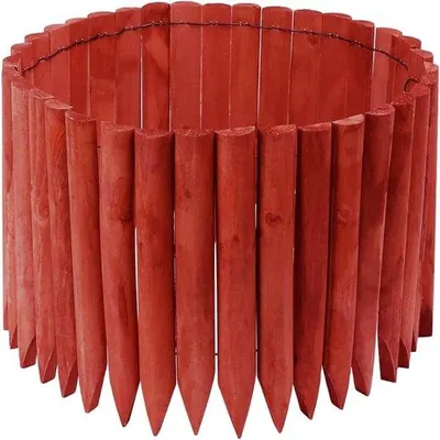 Immagine prodotto di Bordo di recinzione per esterni - bordo decorativo in legno (120 cm x 30 cm, rosso) per giardino e prato
