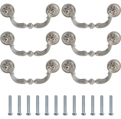 6 Schubladengriffe, Zinklegierung, Antik-Kupfer, 9,7 cm Lochabstand