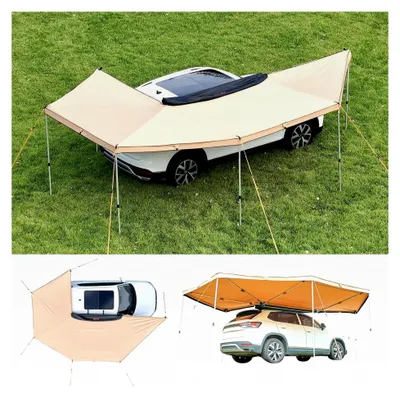 Produktbild von Fahrzeugmarkise, 270°-Markise, 6,08x4,25x2,10 m, Sonnensegel, wasserdicht (UV50+), inklusive Tragetasche, freistehendes Allwetter-Vordach für SUV, Van, LKW und Camping