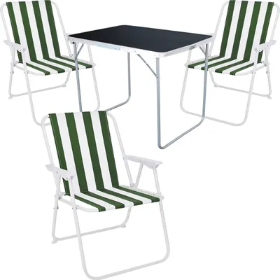 Image de set de camping 4 pièces table de camping + 3 chaises de camping chaise pliante