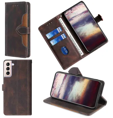 Image de Étui de protection en simili cuir marron pour Samsung Galaxy S21 FE - Neuf