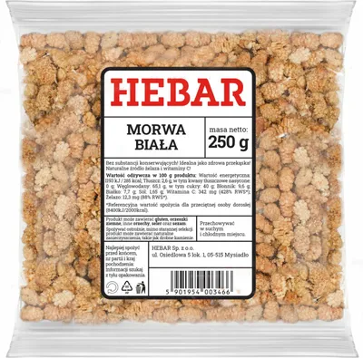 Zdjęcie produktu dla Suszona morwa biała 250 G - Dietetyczna przekąska - Bez dodatku cukru - Niesiarczanowana - Słodzik do musli i jogurtu