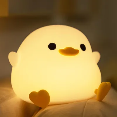 Produktbild von LED-Nachtlicht - Niedliche Silikon-Enten-Lampe für Schlafzimmer, Wohnzimmer - Wiederaufladbar, Touch Sensor Nachttischlampe