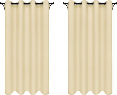 Zdjęcie produktu dla Voppi Zasłony z kółkami przelotkami 140x240 cm kremowe zasłony okienne - zestaw 2 sztuk