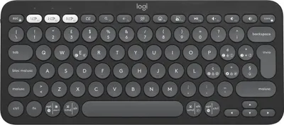 Zdjęcie produktu dla Logitech Pebble Keys 2 K380s, Mini, Bezprzewodowy, Bluetooth, Przełącznik nożycowy, QWERTY, Grafitowy