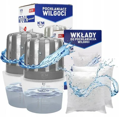 Produktbild von 2x K&M AK101 Feuchtigkeitsabsorber + 4x Feuchtigkeitsabsorber-Einsätze 280 g