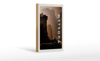 Produktbild von Holzschild Reise 12x18 cm Griechenland Meteora Gebirge Natur
