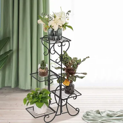 Produktbild von Pflanzenregal Metall ,Blumenständer Blumentreppe Pflanzregal Blumenregal für Wohzimmer Garten,Blumenständer 107x22x57cm