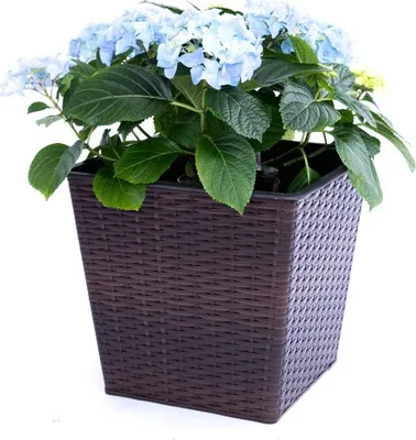 Produktbild von Elegant Einrichten | Pflanzkübel | Polyrattan | quadratisch konisch | 26x26x24cm | coffeebraun.