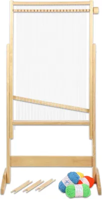 Produktbild von Betzold Webrahmen für Kinder, Webfläche 80 x 48,5 cm, Holz, fertig bespannt, inkl. Zubehör