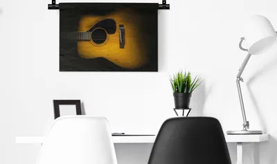 Produktbild von MuchoWow® Wandteppich Wandbehang Alte akustische Gitarre auf dunklem Hintergrund 60x40 cm Tapisserie Dekoration Wandtuch - Wanddekorationen