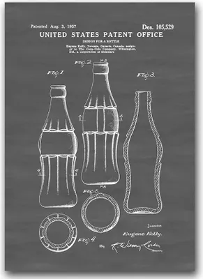 Produktbild von Poster - Canvas - Leinwand - 59,4 cm x 84,1 cm - Fotoposter - Leinwandkunst - Das Projekt Cola-Flasche US-Patent