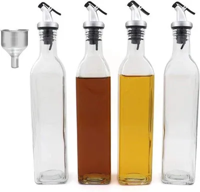 Obrázok produktu pre Sada olejových lampičiek 500 ml – prázdne fľaštičky na grilovanie – Pasta Barbecue – nerezový lievik
