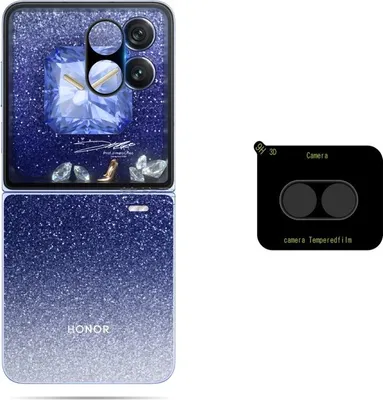Zdjęcie produktu dla INF Honor Magic V Flip2 Jedwabny Nadruk Ochraniacz Obiektywu Aparatu z Czarną Bazą 2 szt.