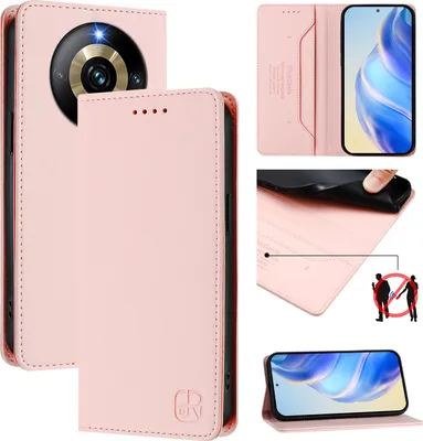 Immagine prodotto di Custodia in pelle per Realme Narzo 60 Pro/Realme 11 Pro/Realme 11 Pro+, flip case con slot per carte, portafoglio e supporto Rosa