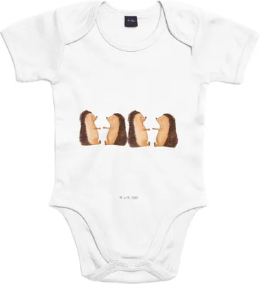Produktbild von Mr. & Mrs. Panda overall baby Igel Liebe 3. - 6. Monat - Heather Grey - Geschenk, Freundin, babykleidung body, Strampler, kurzarm, Verheiratet, Kurzarmbody, Hochzeitstag