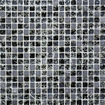 Produktbild von Mosaikfliese Transluzent schwarz Glasmosaik Crystal Stein schwarz MOS92-1028