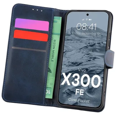 Produktbild von Handyhülle mit Klappe für Vivo X300 FE, Bizon Case Pocket, Dunkelblau