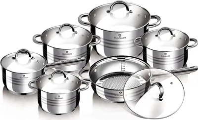 Produktbild von Blaumann 6-teiliger Edelstahlpfanne Glassdeck.