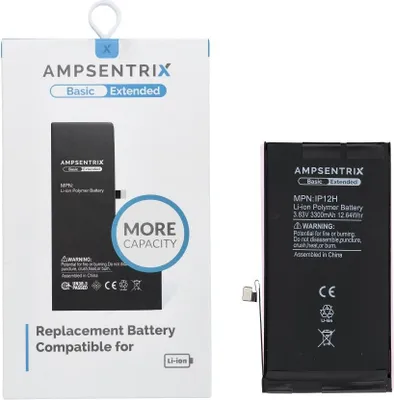 Produktbild von AmpSentrix Basic battery passend für iPhone 12 / 12 Pro (high capacity 3300 mAh)