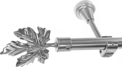 Produktbild von Edelstahl Look Gardinenstange 20mm Wandträger 1-läufig Blatt, Länge wählbar H50 E35 R