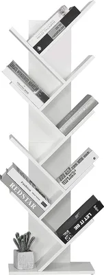 Image de Meerveil Bibliothèque en bois en forme d'arbre, étagère cubique, bibliothèque ,exquise étagère de rangement 9 couches pour CD, étagère pour magazines, design simple et gain de place, blanc élégant