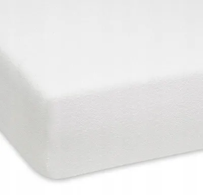 Obrázek produktu pro Designpremium, prostěradlo na gumičku, froté, 140x200 cm, bílá barva, silná kvalita