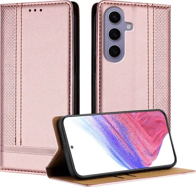Produktbild von Handyhülle für Samsung Galaxy S25 Leder Flip Klappbare Schutzhülle mit Standfunktion Pink