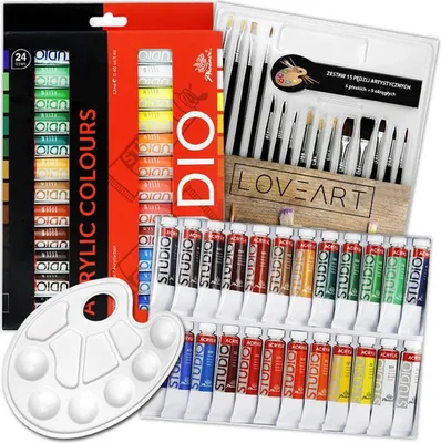 Produktbild von Malset - Phoenix Acrylfarben 24x12 ml, 15 Pinsel, Palette