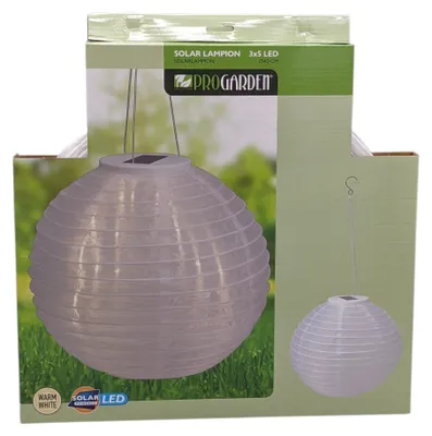 Produktbild von ProGarden XXL LED Solar-Lampion (Weiß) – Ø 40 x H 60 cm Hängeleuchte, Warmweiß