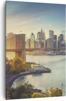 Produktbild von Bild auf Leinwand - Leinwandbild - Einteilig - New York Brücke - 70x100cm - Wand Bild - Wanddeko - Wandbilder - Leinwanddruck - Kunstdruck - Wanddekoration - Leinwand bilder - Wandbild - PA70x100-4047