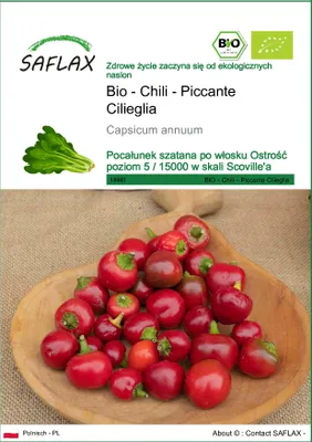 Zdjęcie produktu dla SAFLAX - Bio - Chili - Piccante Cilieglia - 10 Nasiona - Capsicum annuum