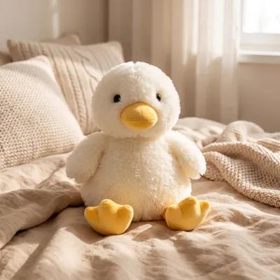Produktbild von Kawaii Gelbe Ente Plüschtier Sitzend Kuscheltier Kinder Puppe Kissen Geburtstag Geschenk - Größe: 30cm, KI-generiertes Bild