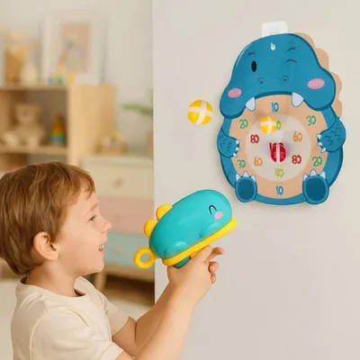 Obrázok produktu pre Arkádová detská strieľačka s dinosaurami ISO TRADE – pištoľ, penové loptičky, štít