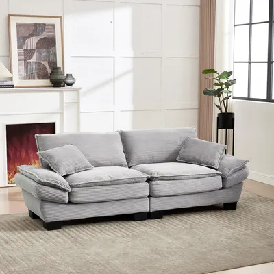 Produktbild von Odikalo 2-Sitzer Doppelsofa Federbett Schlafsofa Loungesofa Sessel Wohnzimmer Hellgrau