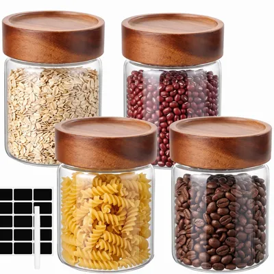 4 Gläser mit Deckel, transparent, 300 ml, spülmaschinengeeignet