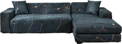 Produktbild von Ecksofabezug, 3-Sitzer + 2-Sitzer + 2 Kissenbezüge, Stretch-Sofabezug in L-Form