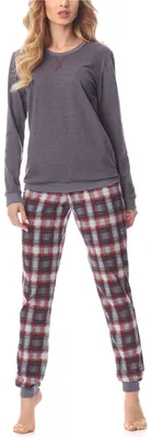 Image de Merry Style Femme Pyjama deux pièces manches longues Pantalon long avec motif MS10-168 (Bourgogne, S)
